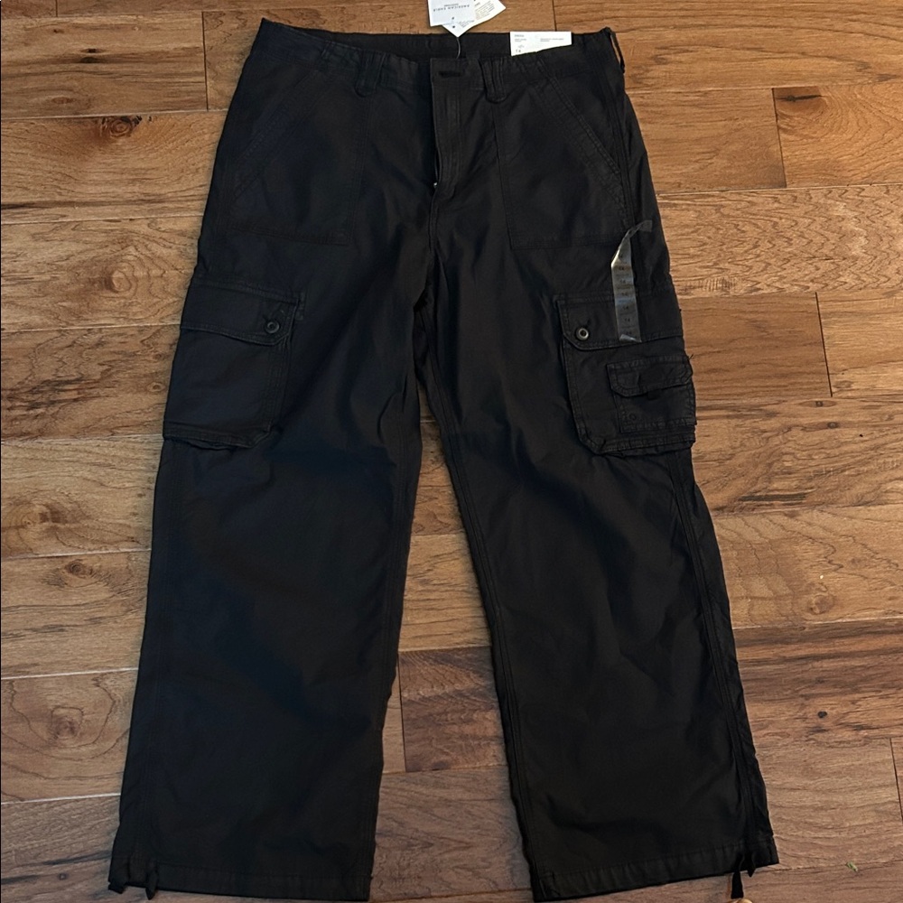 American Eagle Outfitters Black Wide-Leg Cargo Pants